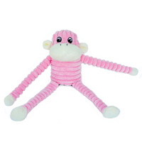 Zippy Paws Spencer the Crinkle Monkey Long Leg Plush Dog Toy - Pink image 0