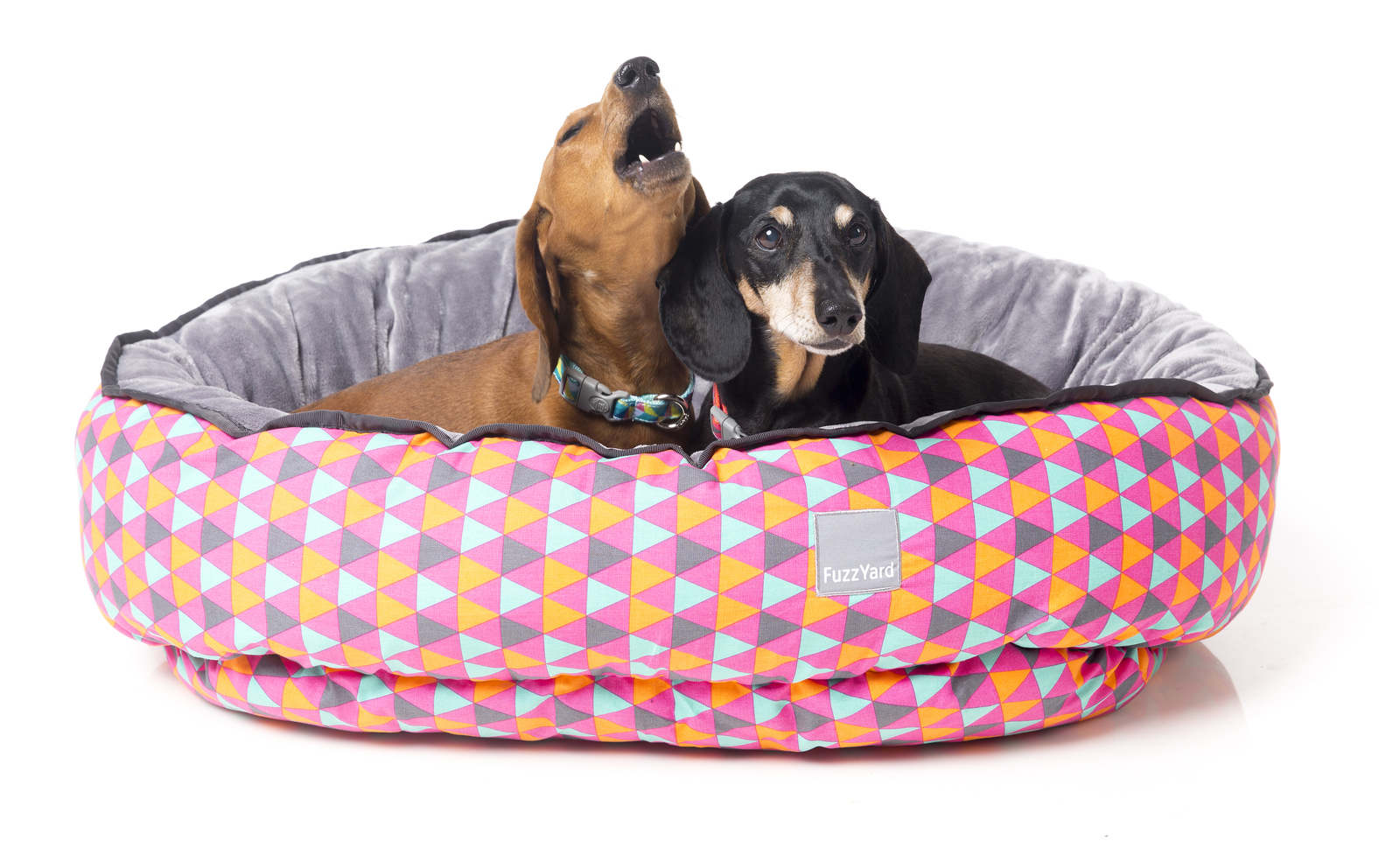 FuzzYard Reversible Dog Bed "Crush" Pinks/blues/orange triangles eBay