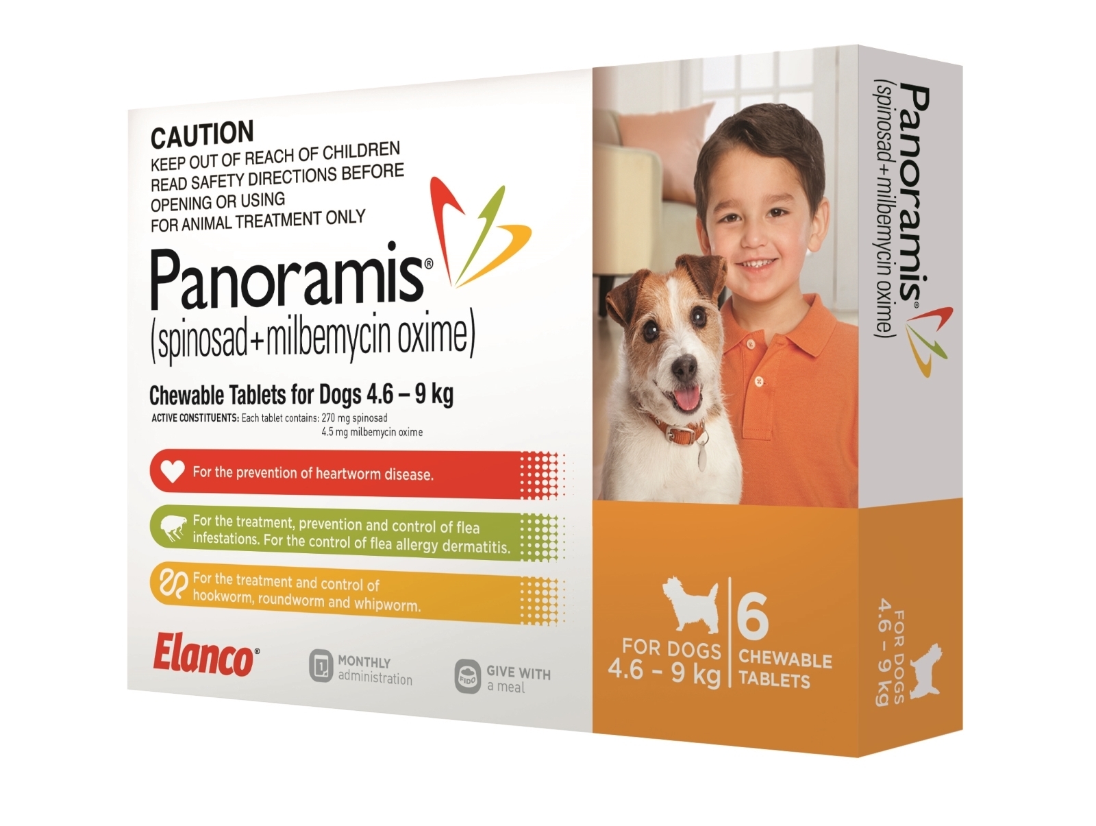 Panoramis for Dogs Flea and Worm Control Tablets 4.69kg Orange 6 Pack