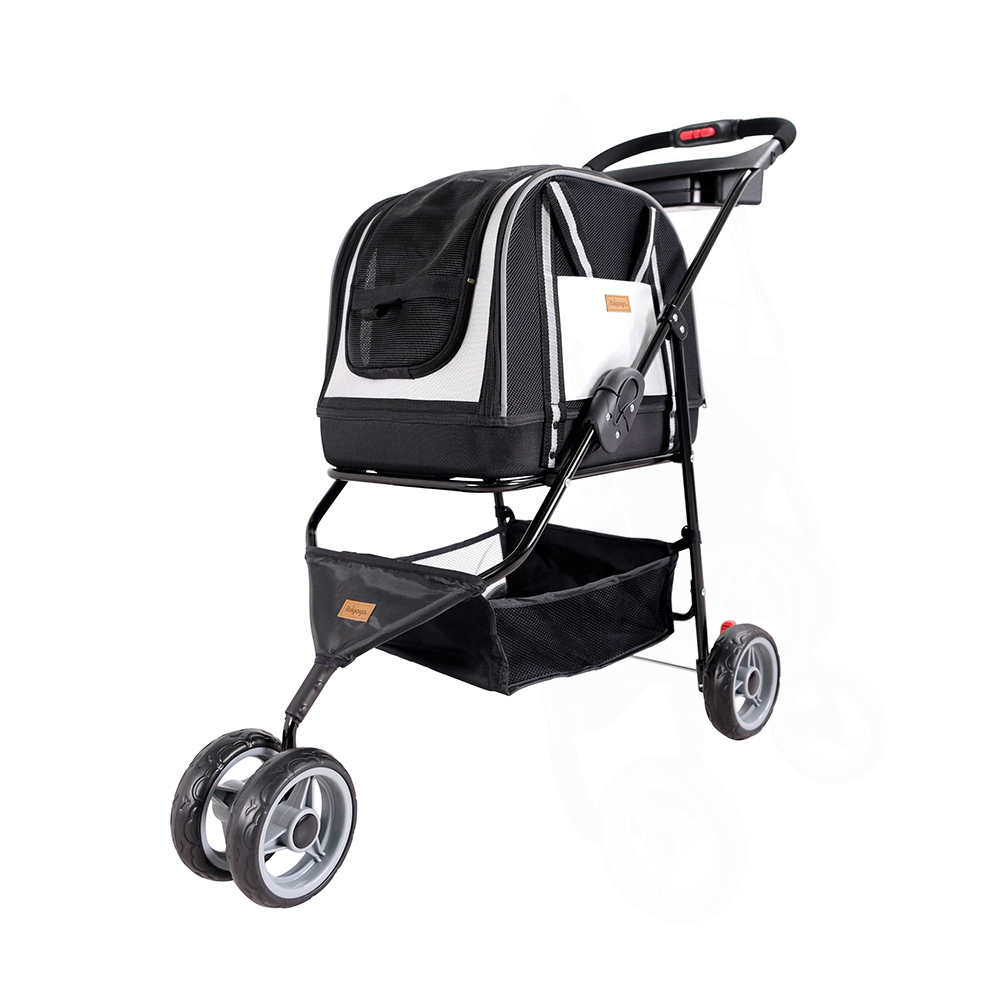 IBIYAYA Double Fun Pet Dog or Cat Carrier Stroller Pram Metallic