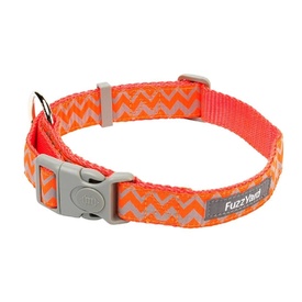 Fuzzyard "24-7" Neon Orange Chevron Original Nylon Dog Collar