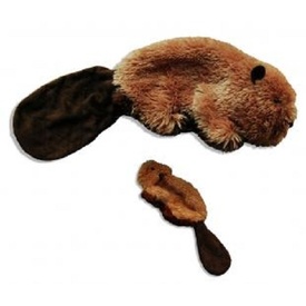 Kong Plush Beaver Squeaker Dog Toy with no Stuffing - Small