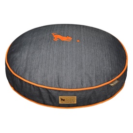 PLAY Round Dog Bed - Urban Denim with Orange Trim