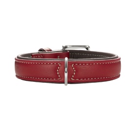 HUNTER Canadian Elk Leather Dog Collar with Buckle - Chili Red & Mocha