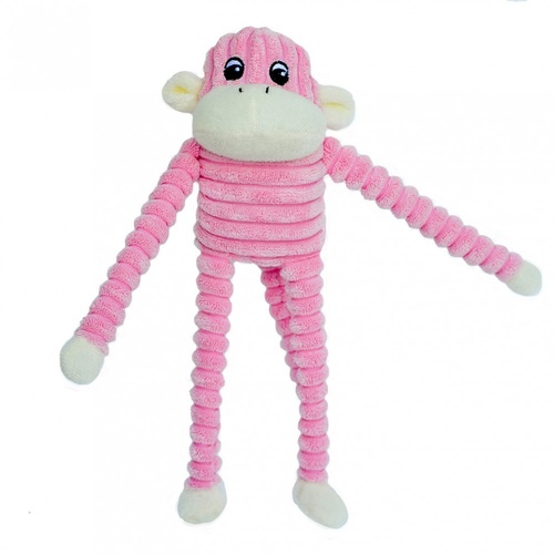 Zippy Paws Spencer the Crinkle Monkey Long Leg Plush Dog Toy - Pink main image