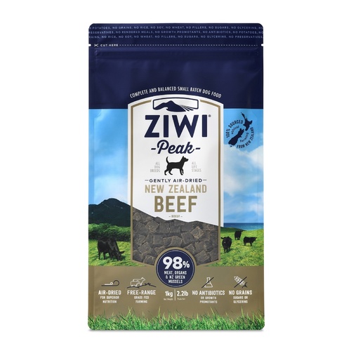 Ziwi Peak Air Dried Dog Food 1kg Pouch - Free Range Beef main image