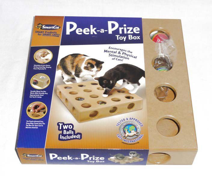 SmartCat Peek-and-Prize Large Toy Box Interactive Wooden Cat Toy image 0