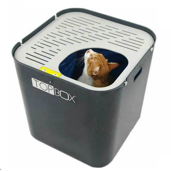 SmartCat The Ultimate Topbox Top Entry Cat Litter Tray with Scoop - Gray image 0