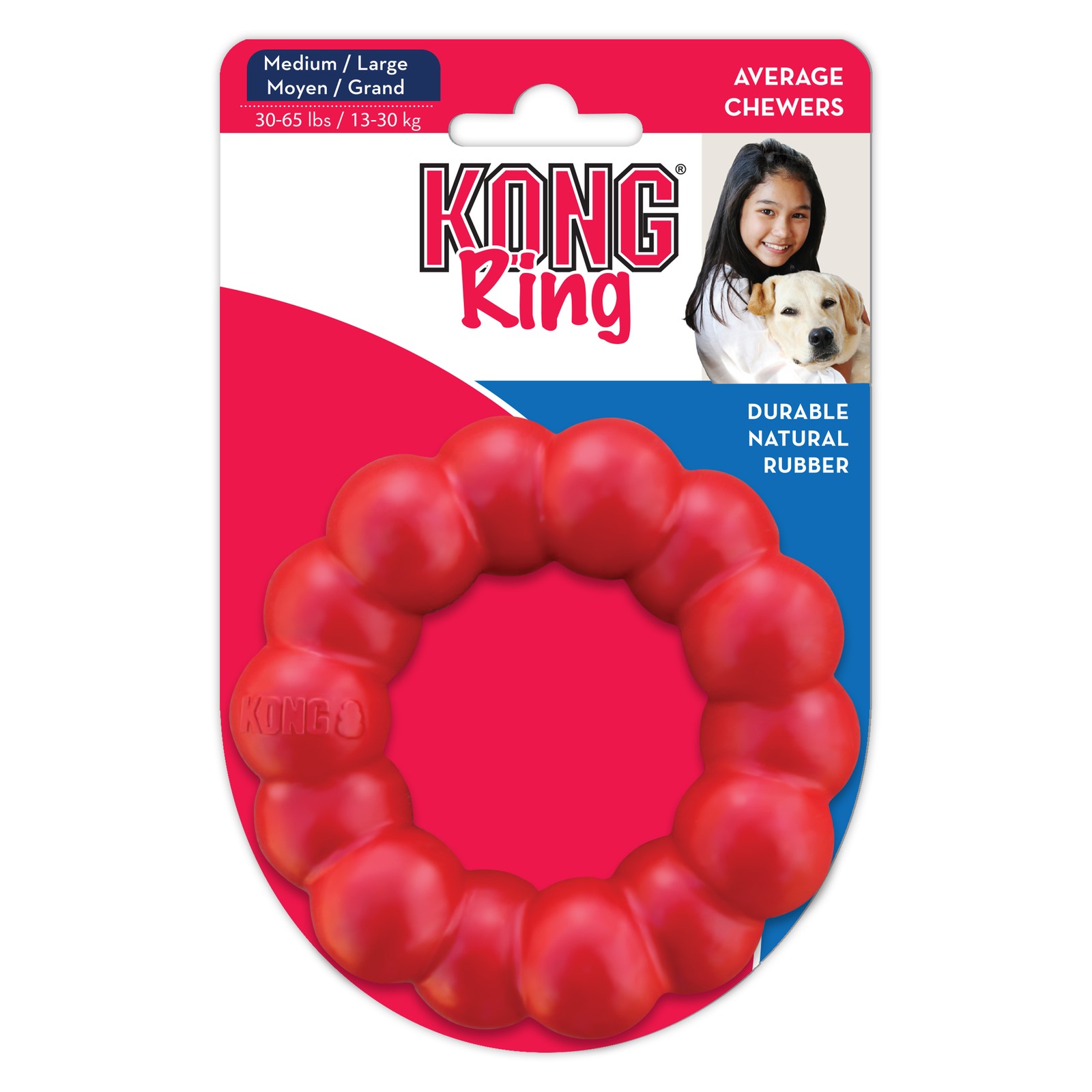KONG Natural Red Rubber Ring Dog Toy for Healthy Teeth & Gums image 0