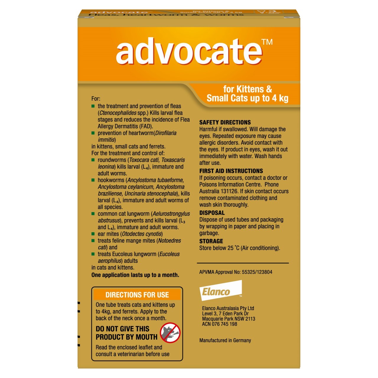 Advocate Spot-On Flea & Worm Control for Cats under 4kg image 0