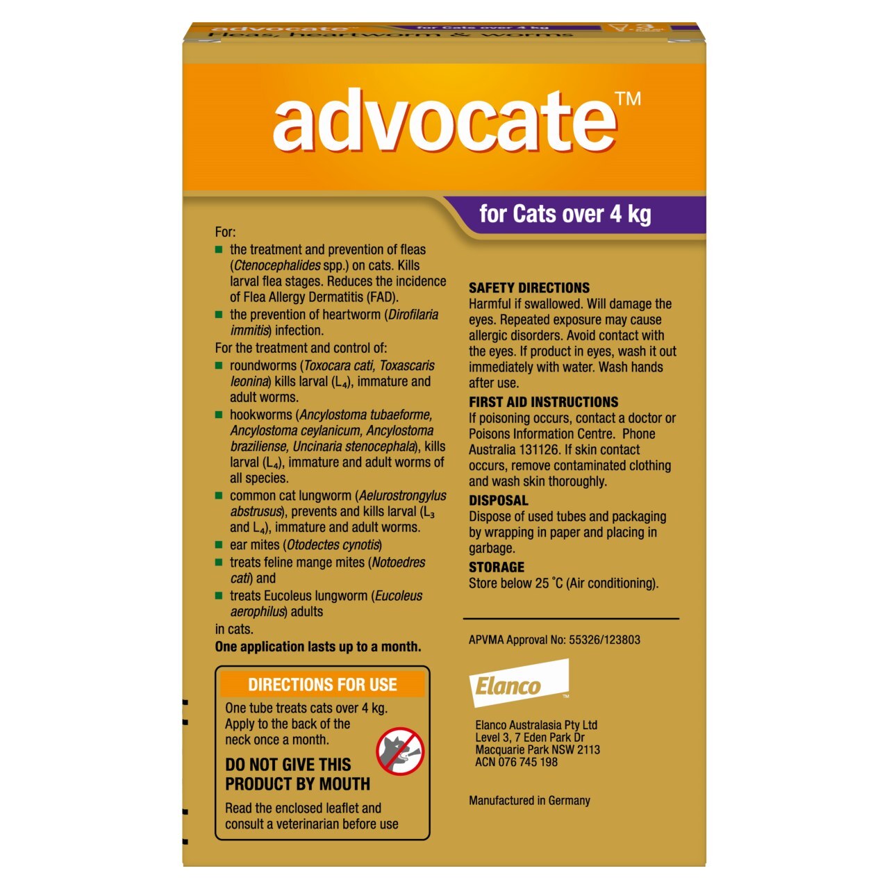 Advocate Spot-On Flea & Worm Control for Cats over 4kg image 0