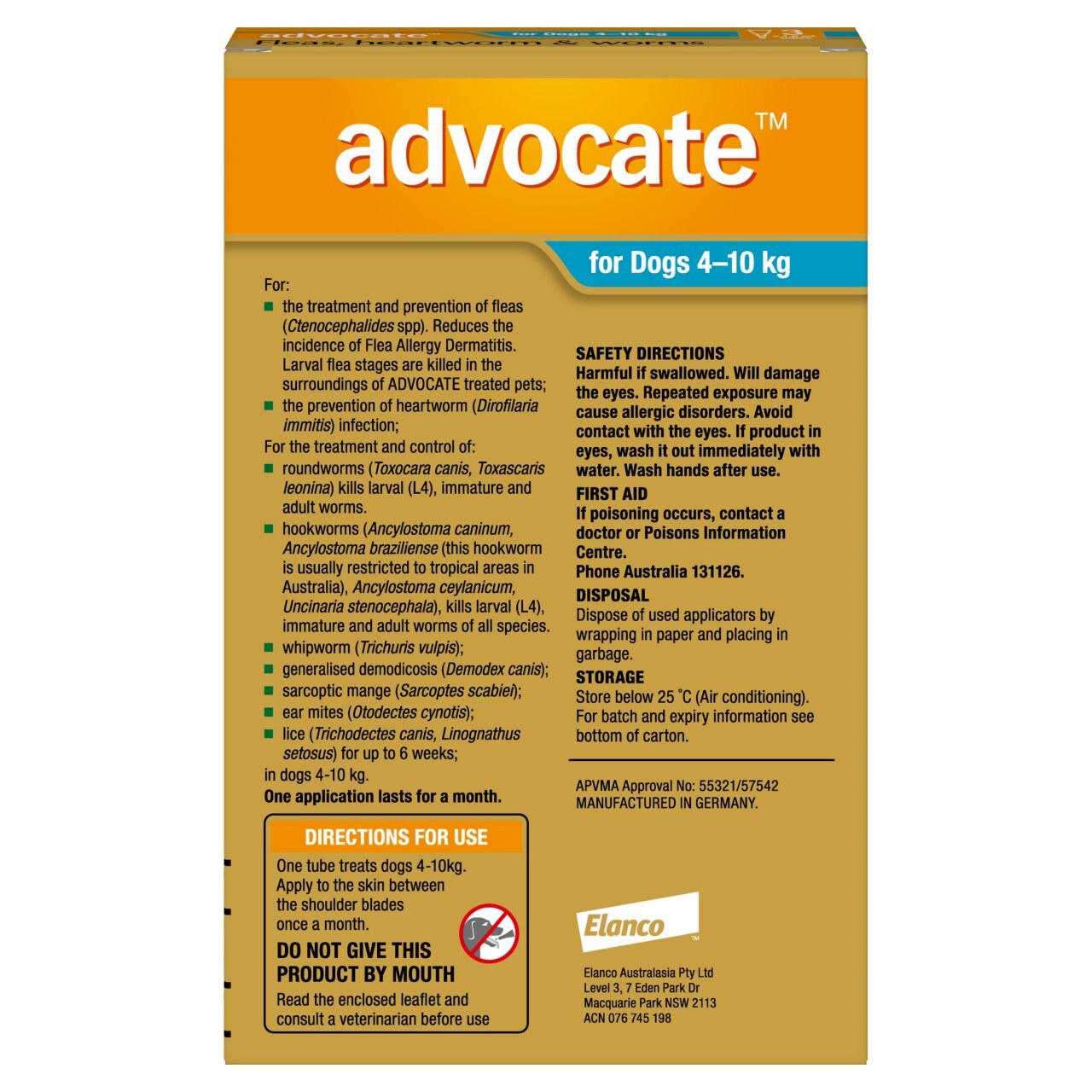 Advocate Spot-On Flea & Worm Control for Dogs 4-10kg image 0
