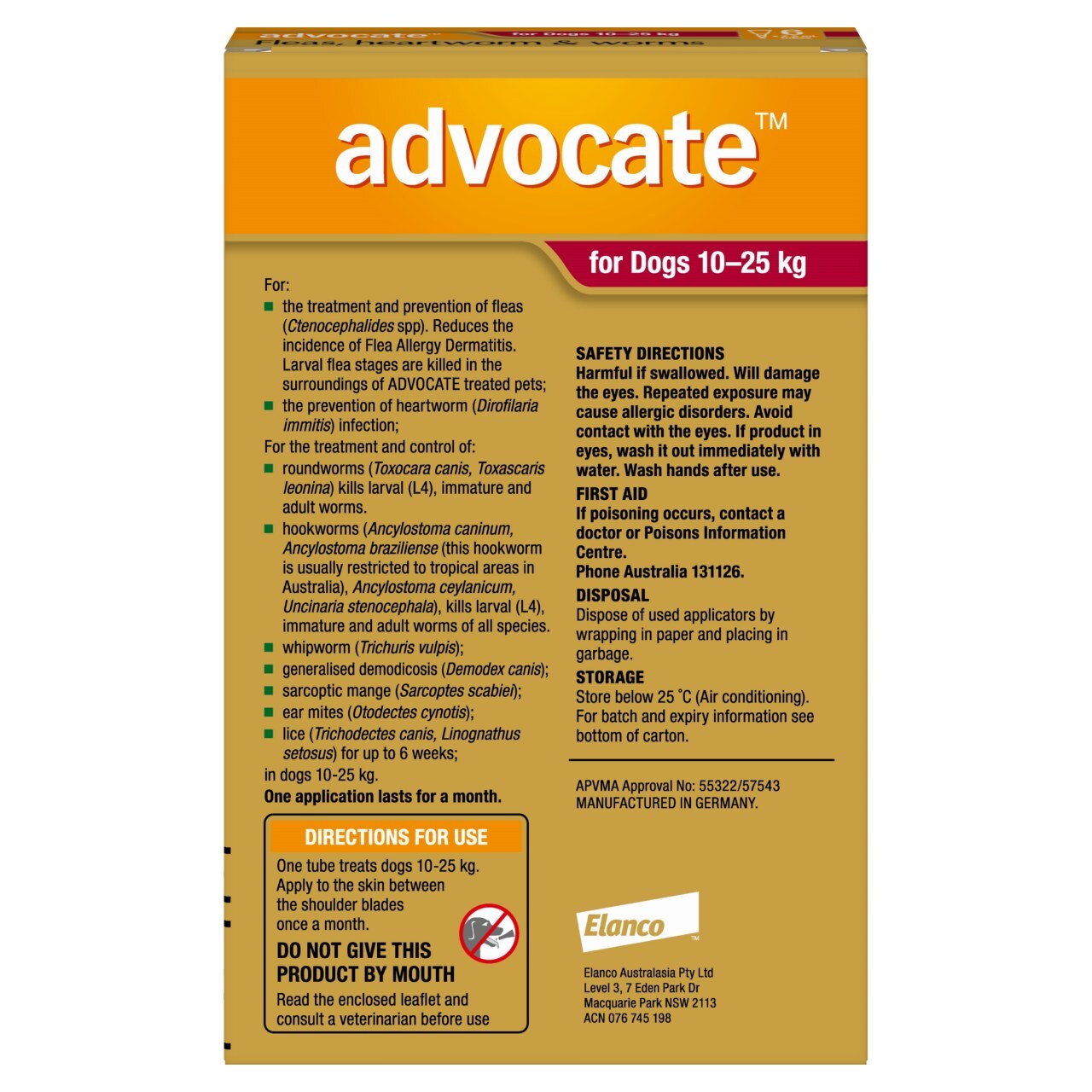 Advocate Spot-On Flea & Worm Control for Dogs 10-25kg image 0