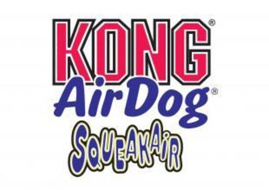 3 x KONG AirDog Medium Squeaker Ball with Rope Toss & Fetch Dog Toy image 0