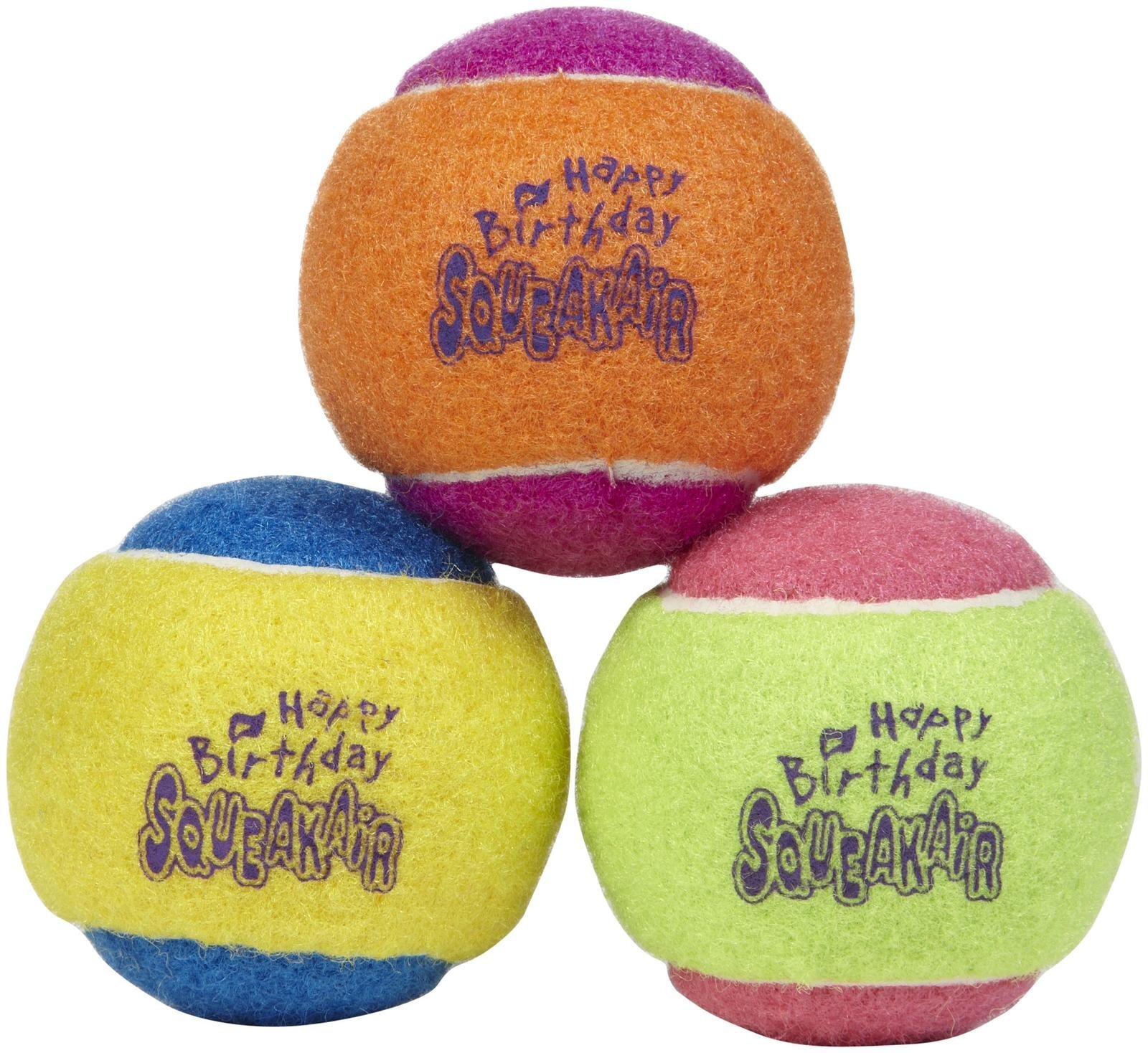 3 x KONG AirDog Medium Squeaker Colourful Birthday Balls 3-Pack image 0
