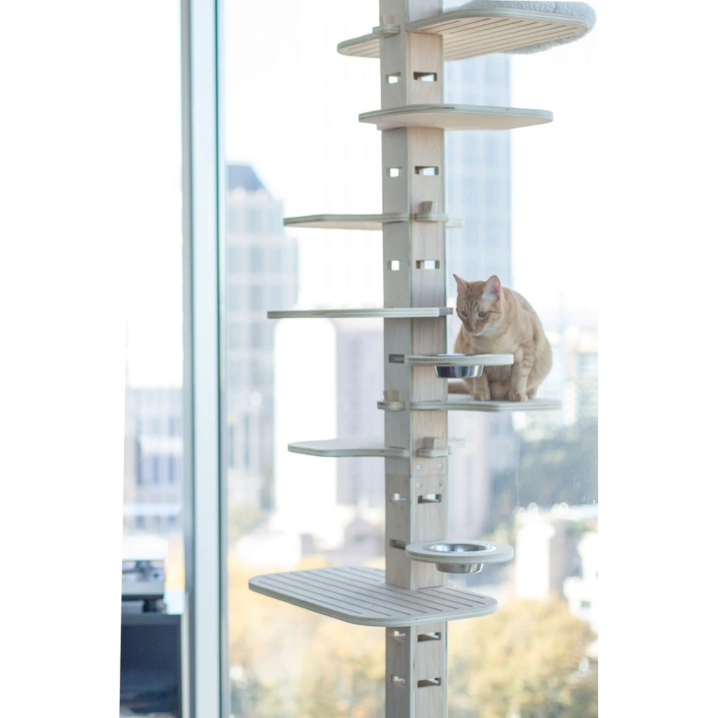 Elevation Floor-to-Ceiling Tension Mounted Plywood Modular Climbing Cat Tower image 0