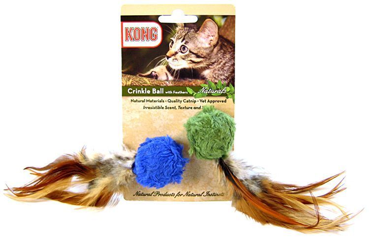 KONG Naturals Crinkle Ball wFeathers 2 Pack x 3 Unit/s image 0