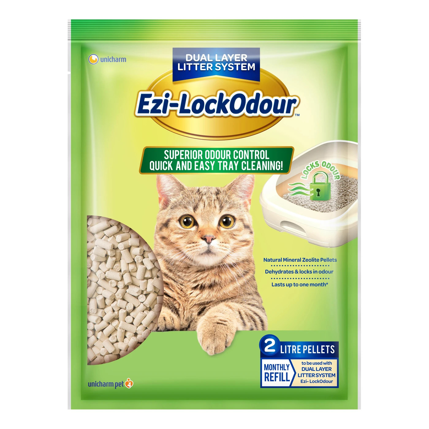 Ezi LockOdour Natural Mineral Zeolite Cat Litter Pellets 2kg image 0