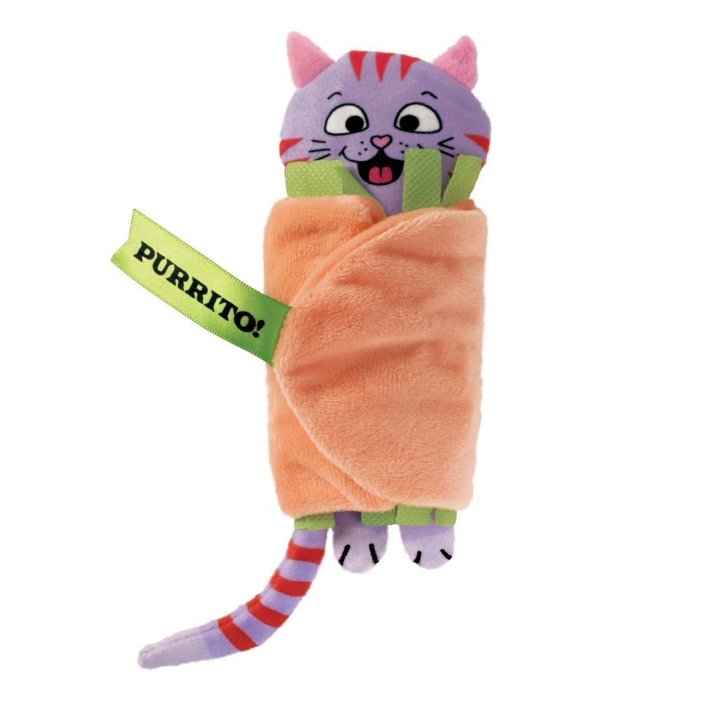 3 x KONG Pull-A-Partz Plush Textured Catnip Cat Toy - Purrito image 0