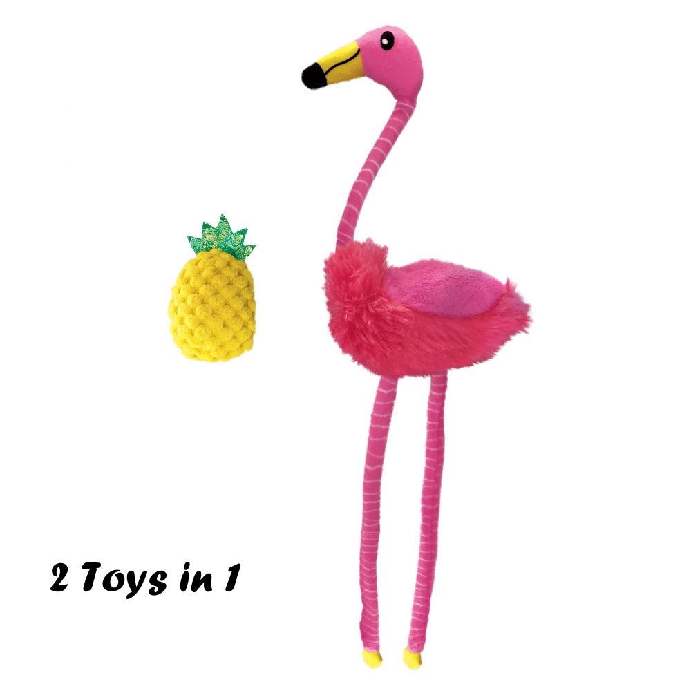 3 x KONG Cat Tropics Flamingo & Pineapple 2-in-1 Catnip Cat Toy image 0