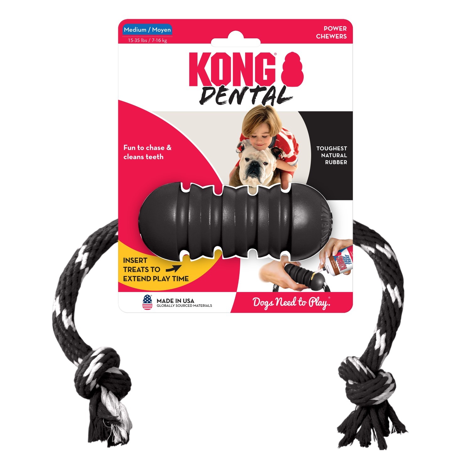 KONG Extreme Dental Tough Dog Toy with Rope - Medium image 0