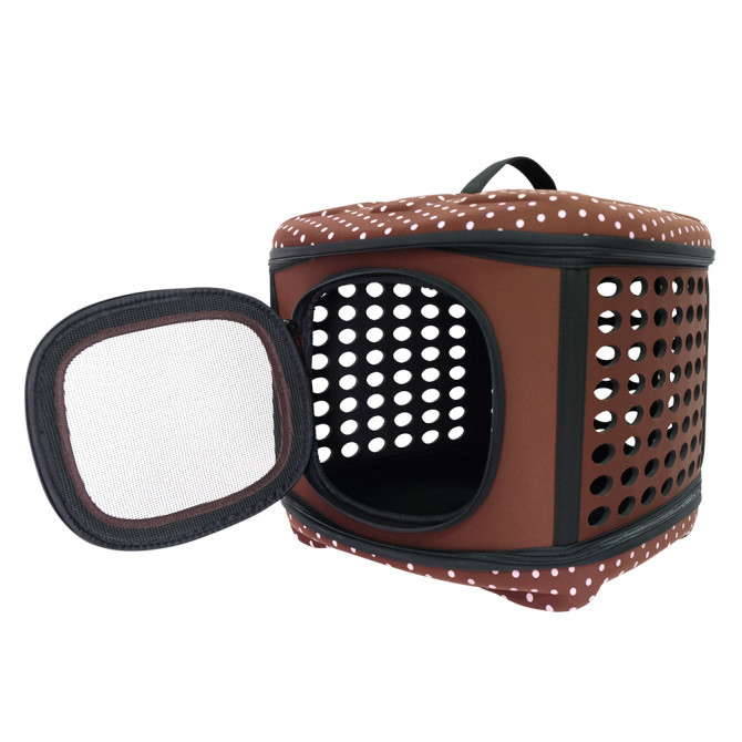 Ibiyaya Collapsible Travelling Pet Carrier for Cats & Dogs - Brown Spots image 0