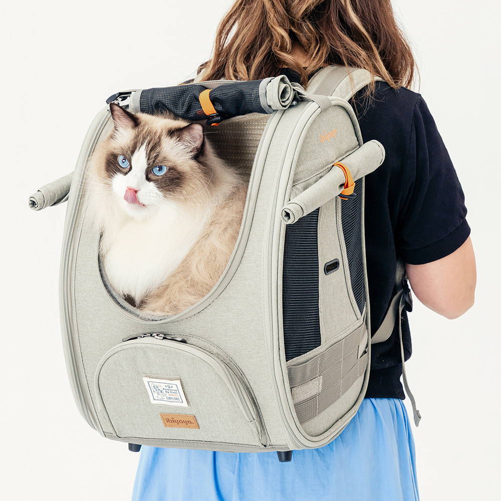 Ibiyaya Adventure Cat & Small Dog Carrier Backpack - Grey-Green image 0