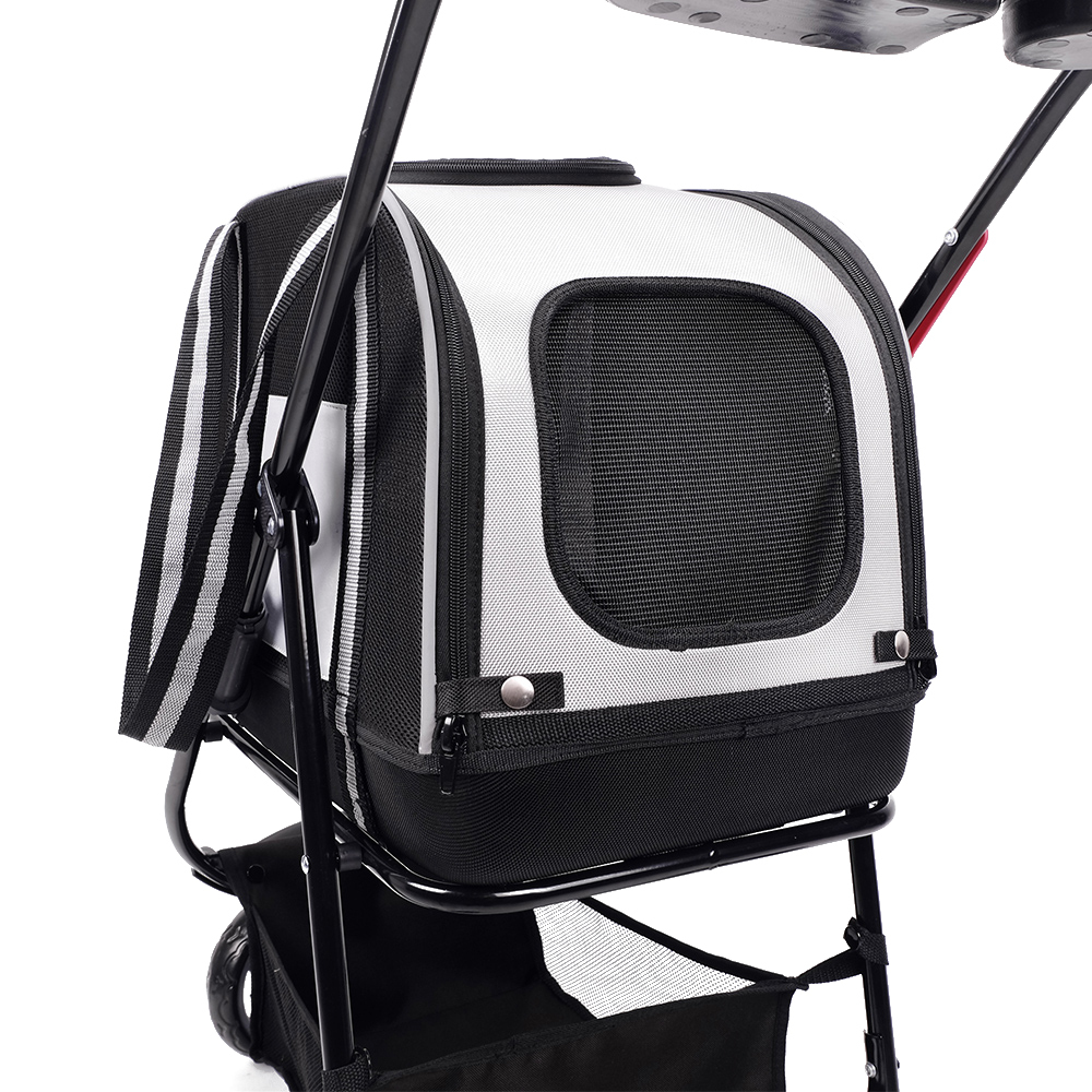 IBIYAYA Double Fun Pet Dog or Cat Carrier Stroller Pram Metallic