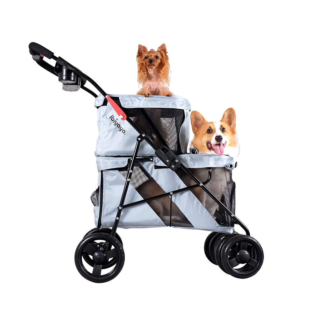 Ibiyaya Double Decker Pet Stroller for Multiple Pets - Silver Gray image 0