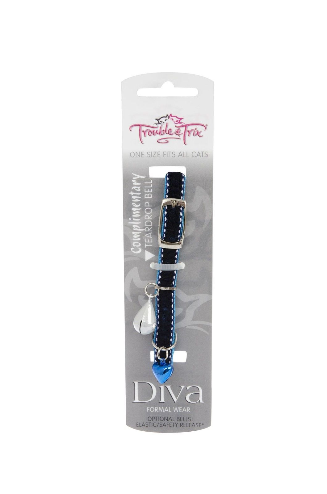 Diva Royal Blue Velvet Bling Quick Release Cat Collar image 0
