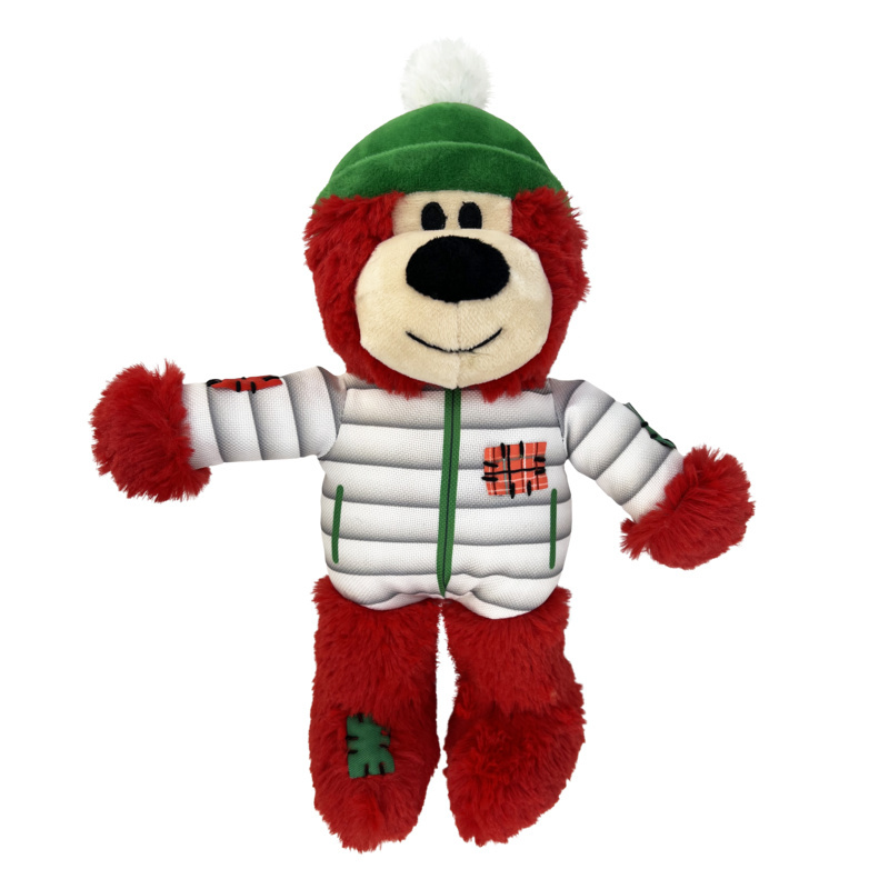 KONG Christmas Holiday Wild Knots Bear - Snuggle Plush Dog Toy - Med/Lge x 3 Pack image 0