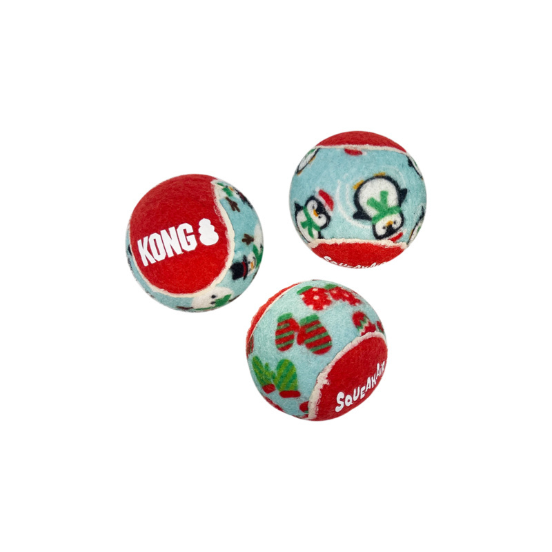 KONG Christmas Holiday SqueakAir Balls for Dogs 2 x 6-pack of Medium Toys image 0