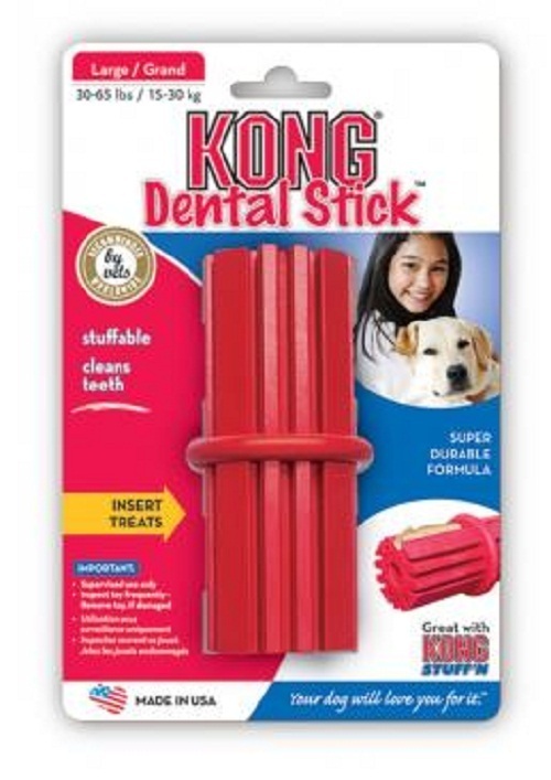 KONG Dental Stick Treat Dispensing Non-Toxic Rubber Toy for Dogs - Large - 3 Unit/s image 0