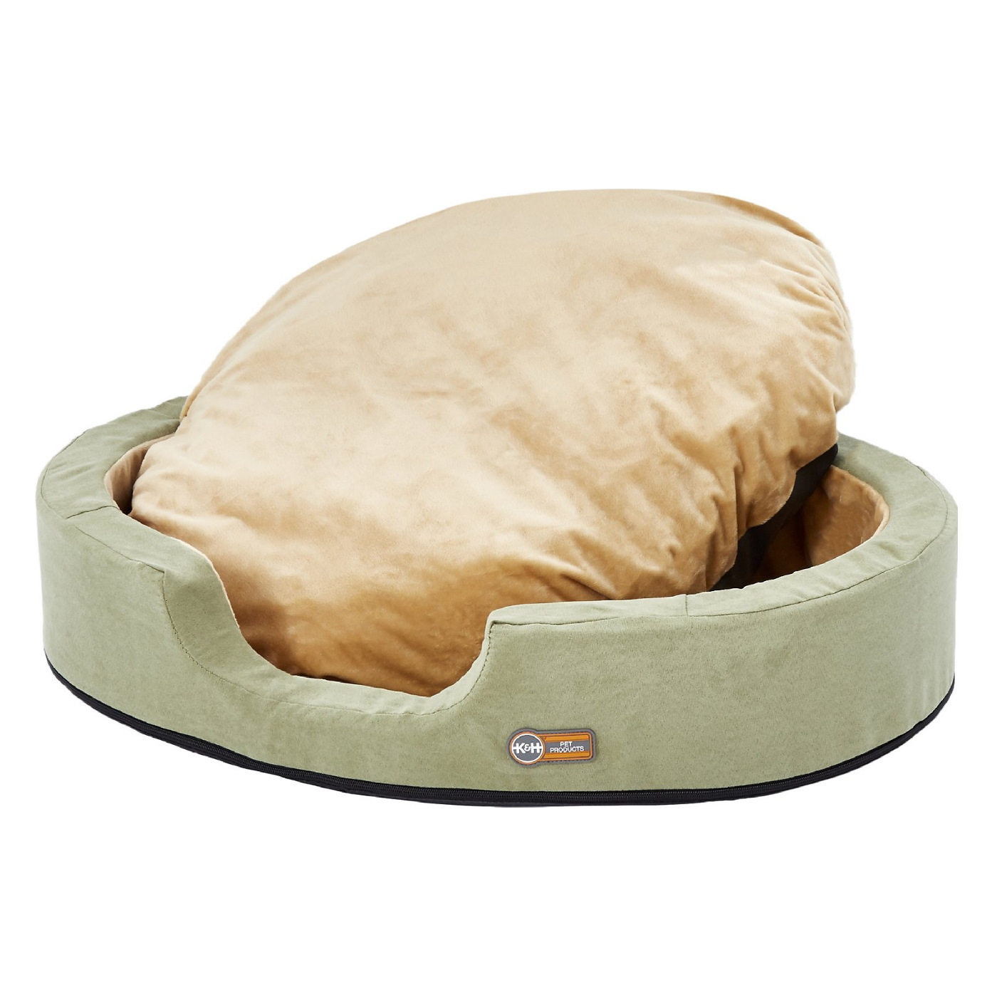 K&H Thermo Snuggler Low-Voltage Heated Pet Bed for Cats & Dogs in Sage Green image 0