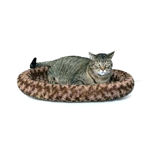 K&H Thermo Heated Indoor Pet Bed Round Plush Chocolate image 0
