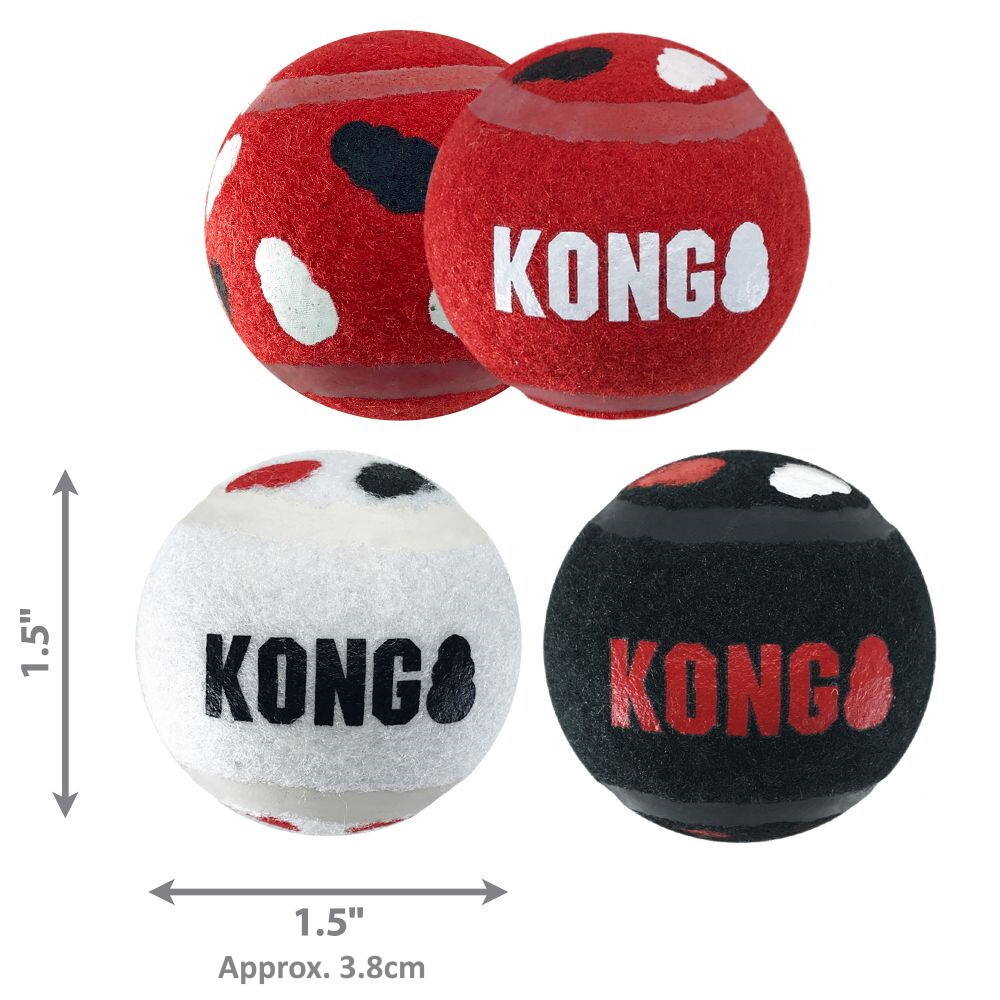 3 x KONG Signature Sport Balls Fetch Dog Toys - 3 pack of X-Small Balls image 0