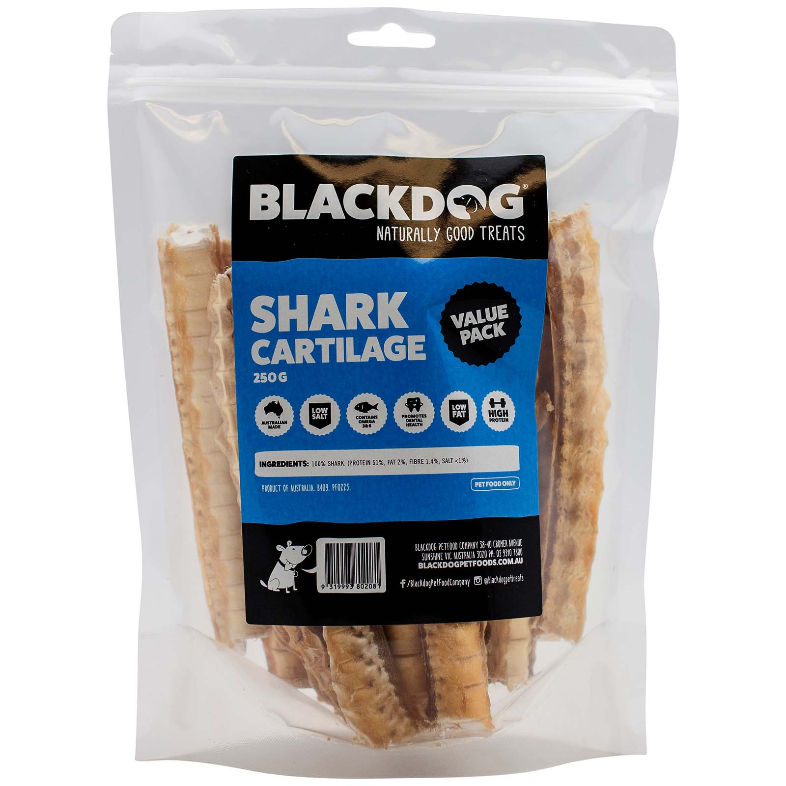 Black Dog Australia Natural Shark Cartilage Dog Treats 100g/250g/1kg image 0