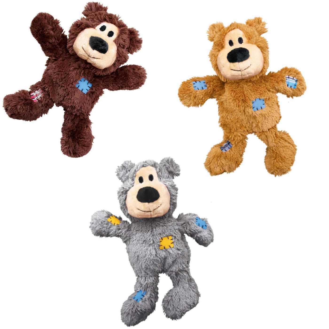 3 x KONG Wild Knots Bear Tug & Snuggle Plush Dog Toy - Small/Medium image 0