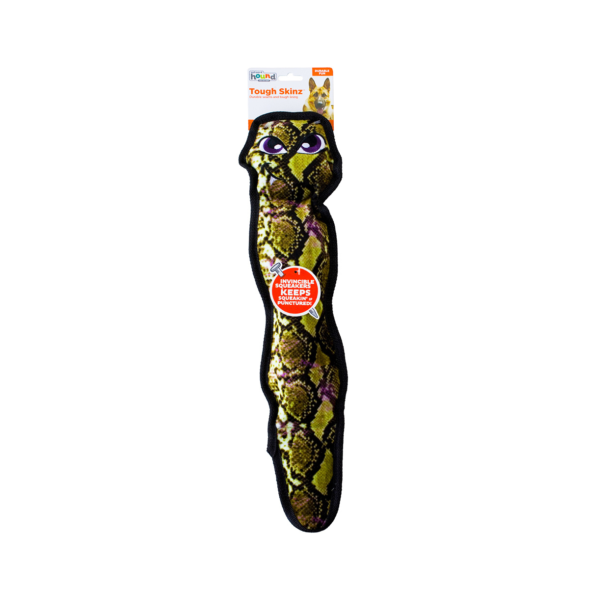 Outward Hound Invincible Tough Skinz Rattle Snake Dog Toy - Green - Large image 0