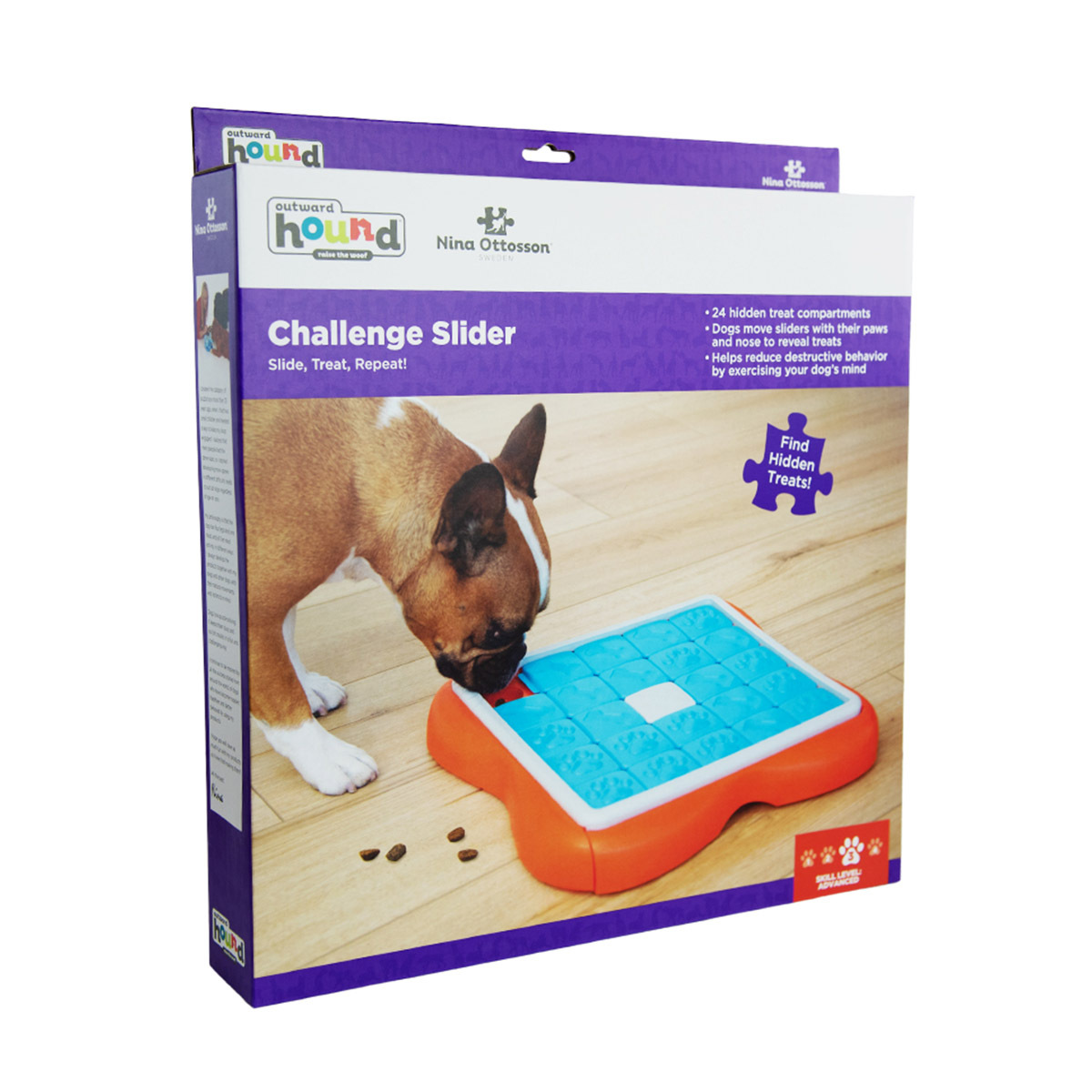 Outward Hound Nina Ottosson Challenge Slider Interactive Treat Puzzle Dog  Toy, Advanced