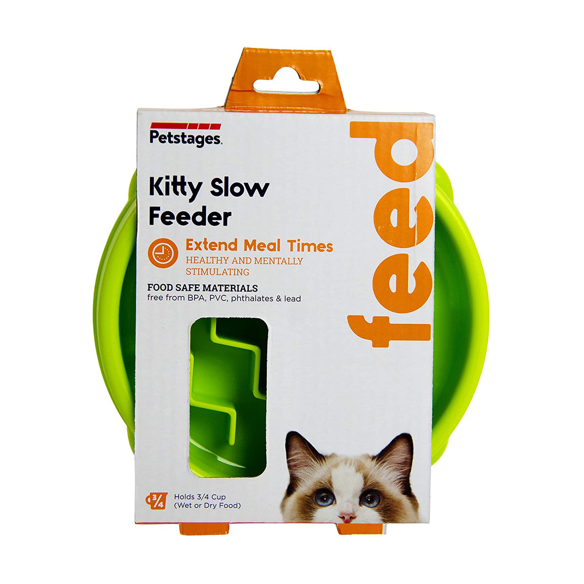 Petstages Cat Fun Feeder Green Wave Slow Food Bowl for Cats - Green image 0