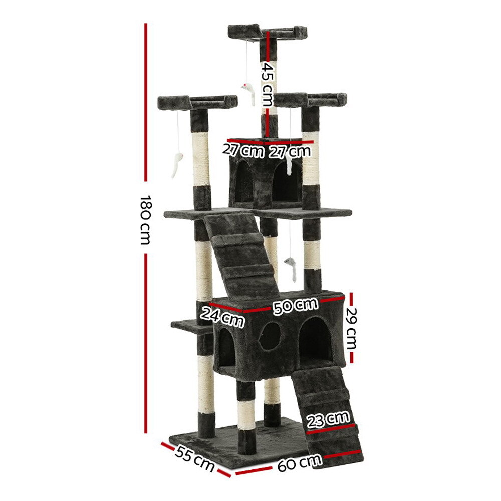 Cat Tree 180cm Trees Scratching Post Scratcher Tower Condo House Furniture Wood image 0