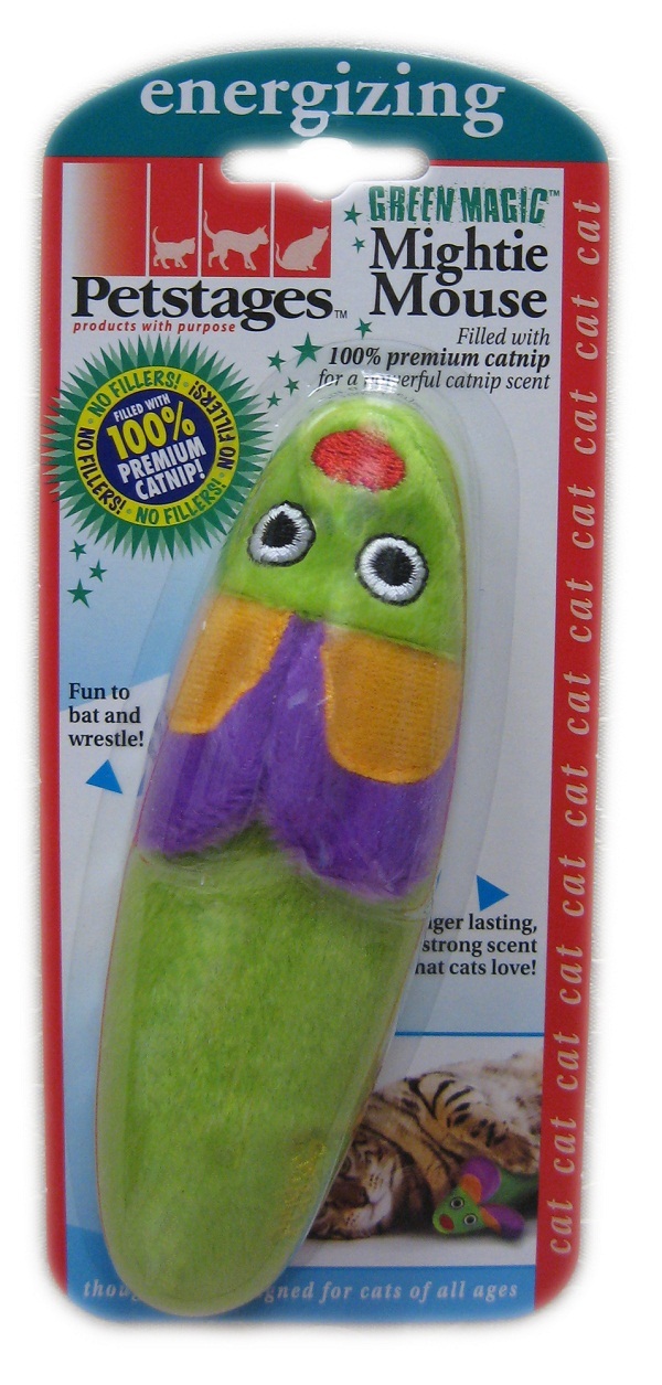 Petstages Green Magic Mightie Mouse Catnip Infused Kickeroo Cat Toy image 0