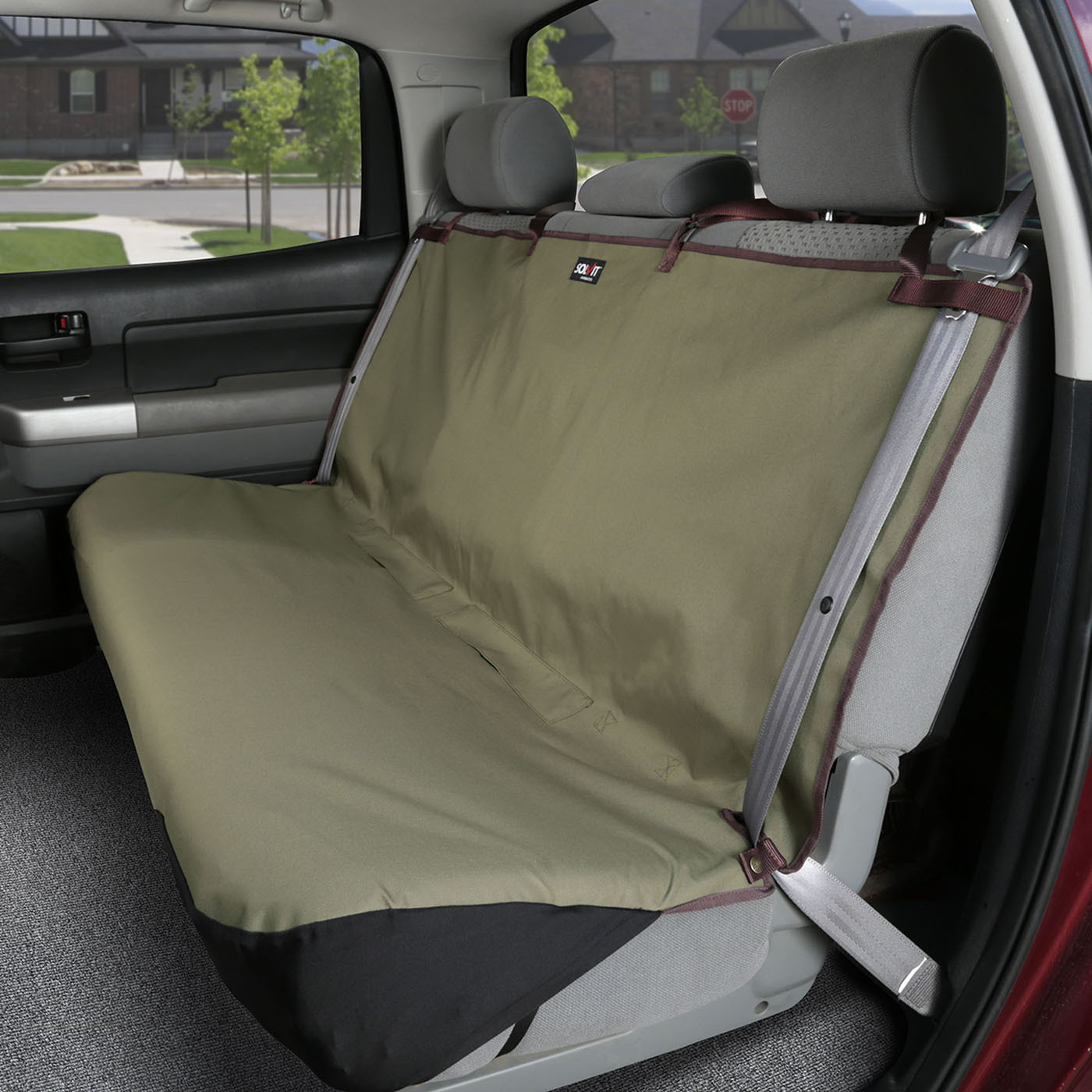 Petsafe Happy Ride (Solvit) Waterproof Bench Seat Cover Back Seat Protector - Khaki Green image 0