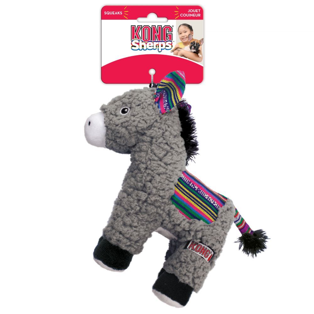 KONG Sherps Plush Multi-textured Squeaker Dog Toy - Donkey image 0