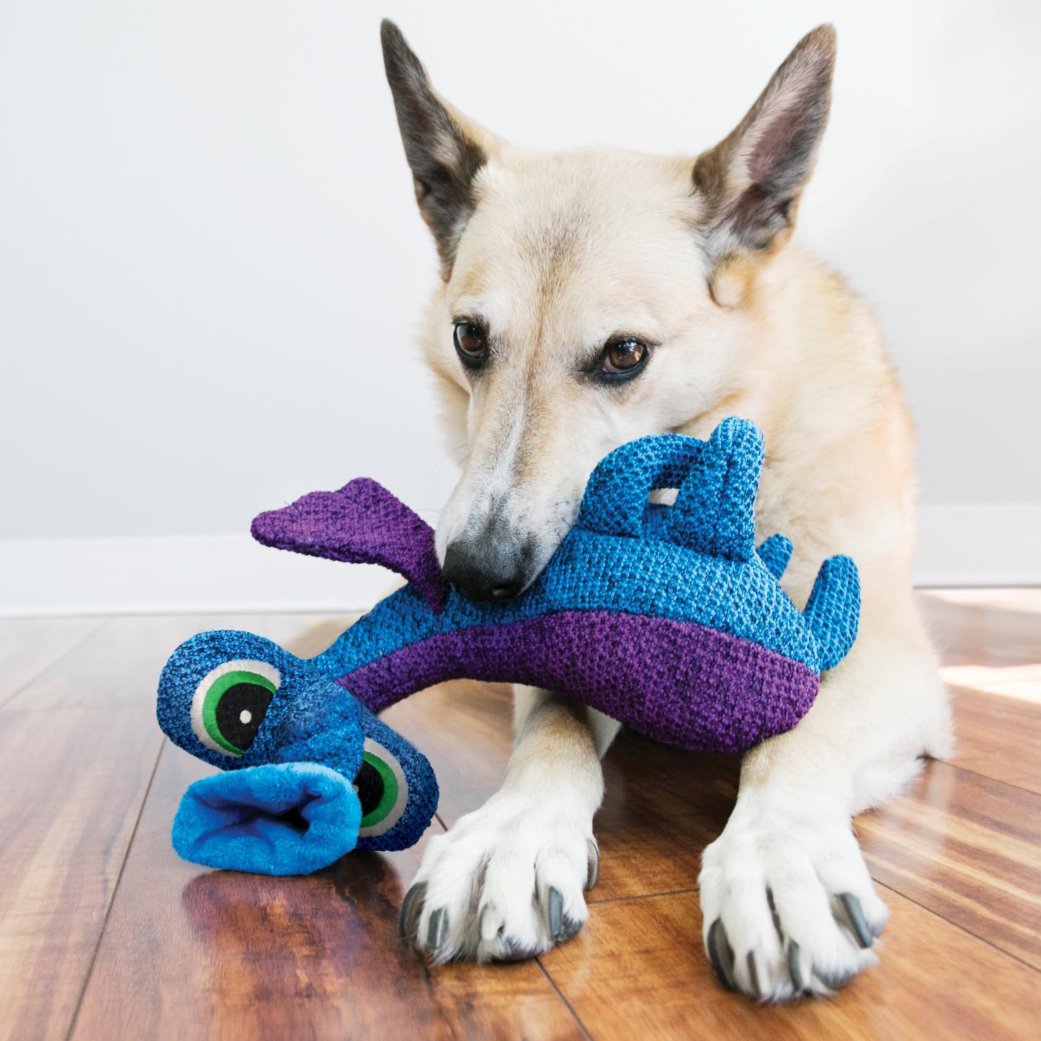KONG Woozles Plush Squeaker Alien Dog Toy - Blue image 0
