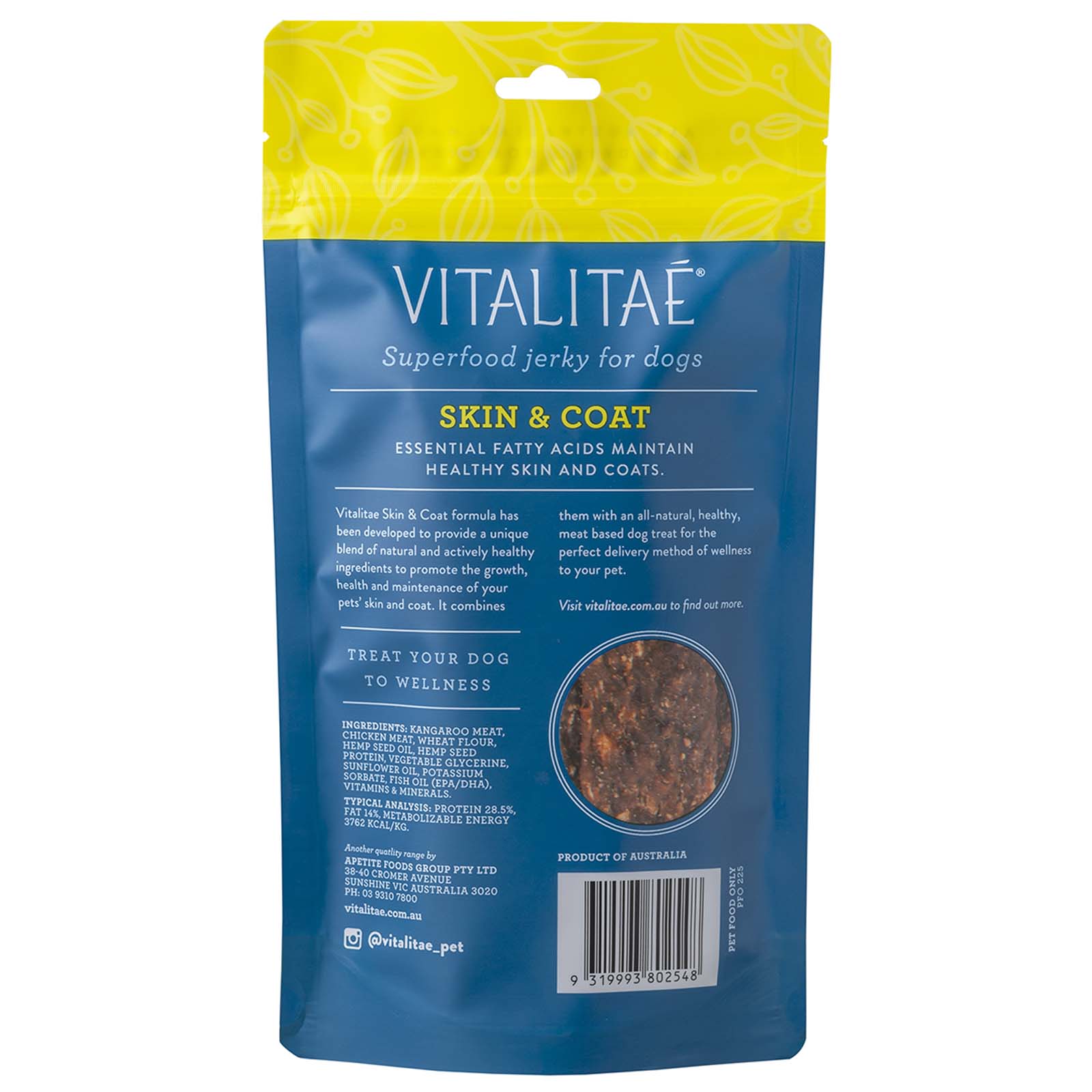 Vitalitae Superfood & Hemp Oil Dog Treats - Skin & Coat Jerky - 150g image 0