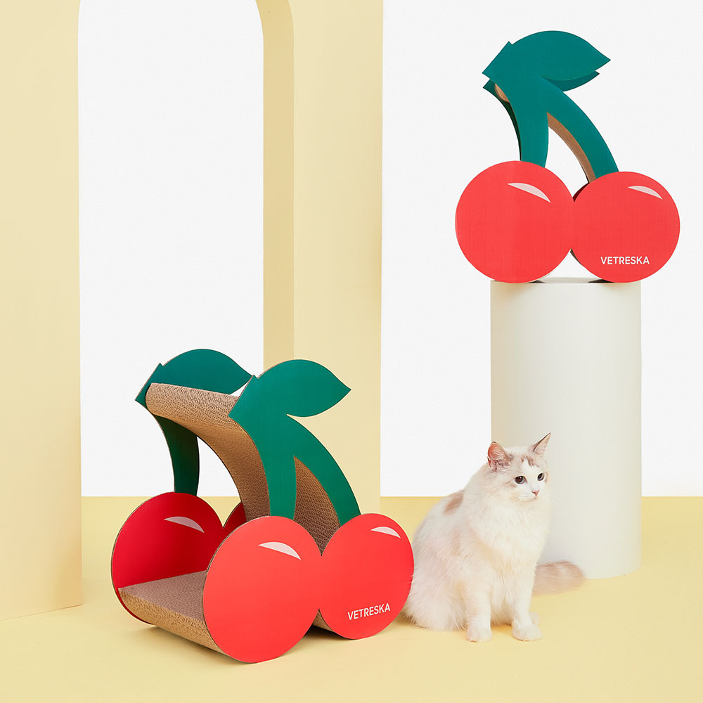 Vetreska Fruity Cardboard Cat Scratcher Post - Cherry image 0