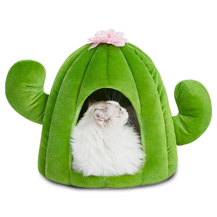 Vetreska Fruity Plush Enclosed Cat Bed - Cactus image 0