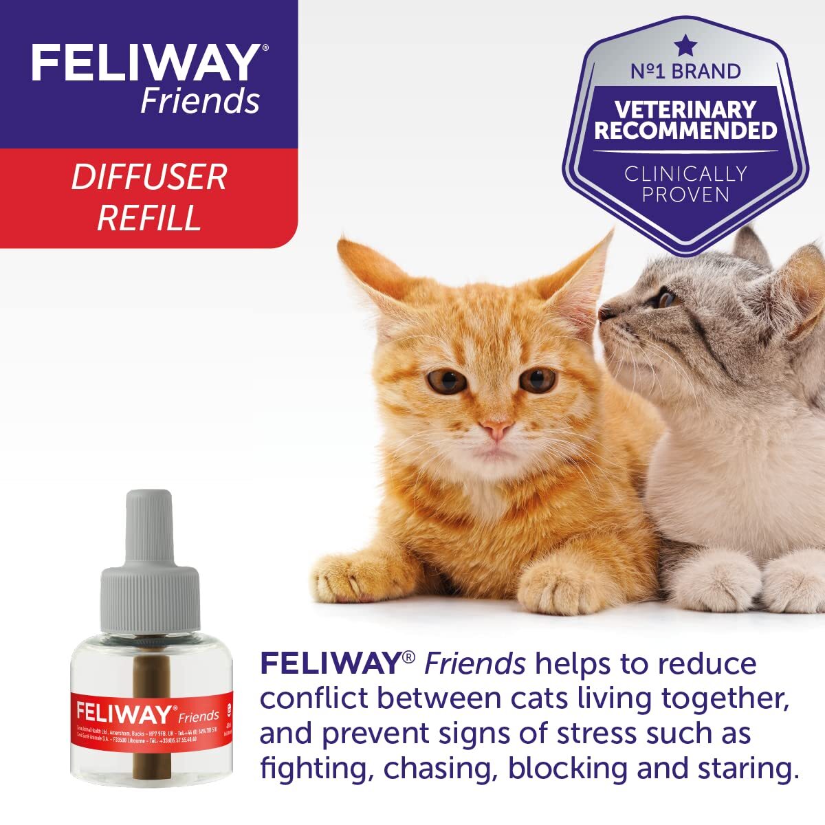 Feliway Friends Calming Pheromone for Multi-Cat Homes - Diffuser Kit with 48ml Bottle image 0